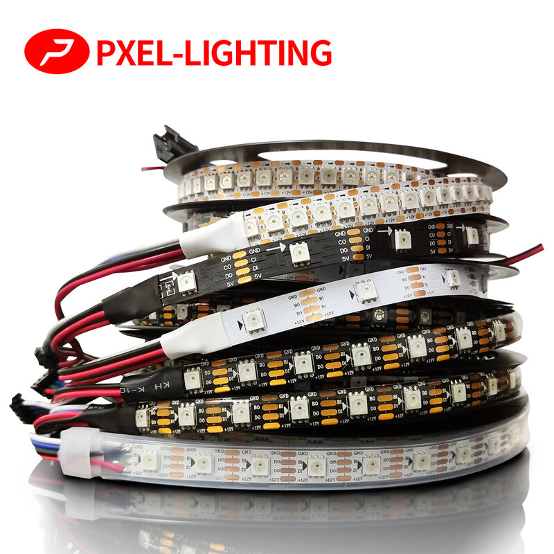 Tira de luces LED direccionable a todo color, señal de neón, píxeles inteligentes, RGB, DC5V, DC12V, WS2815, WS2812B, WS2813, WS2811, 5050