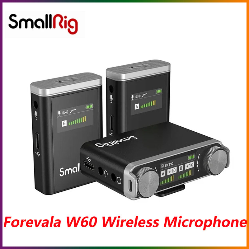 SmallRig-Microphone Lavalier sans fil Forevala W60, microphone pour audio mobile, équipement de studio, micro à condensateur pour smartphone, revers