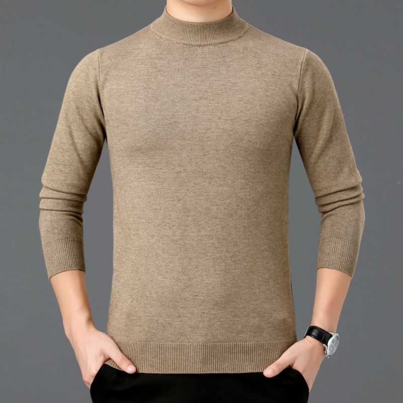 Winter Warm New Style Casual Long Sleeve  Half High Collar Bottomed Sweater Knit Sweater  Mens Clothing