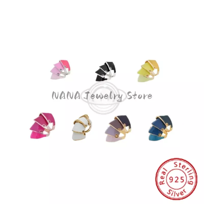 NANA's Love S925 Pure Silver Baking Paint Multi Color Four Section Saturn Ring Men's and Women's Fashion