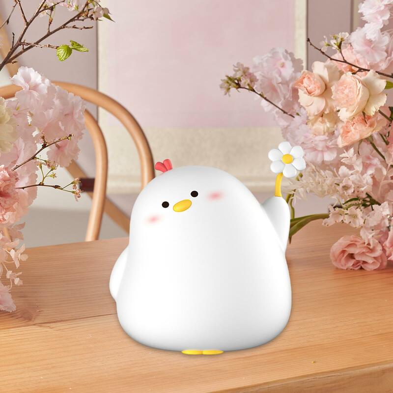 Night Light for Kids Room Decor Soft Rechargeable Tap Control Chicken Lamp Silicone Touch Lamp for Baby Boys Girls Kids Gifts