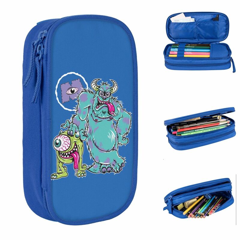 Sulley Mike Wazowski Monsters Fink Pencil Cases Pencilcases Pen Holder Kids Large Storage Bag Office Gift Stationery