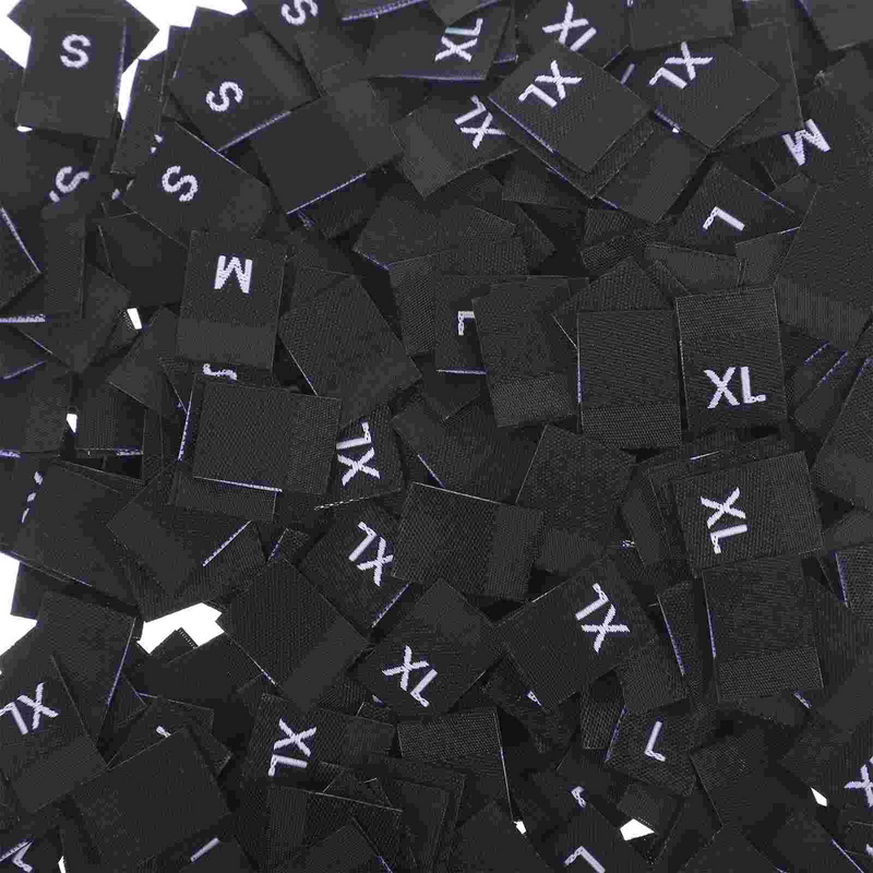 Ultnice-Etiquetas tamanho personalizado para roupas de costura, adequado para camisa preta, tamanhos XS-XL, 500pcs