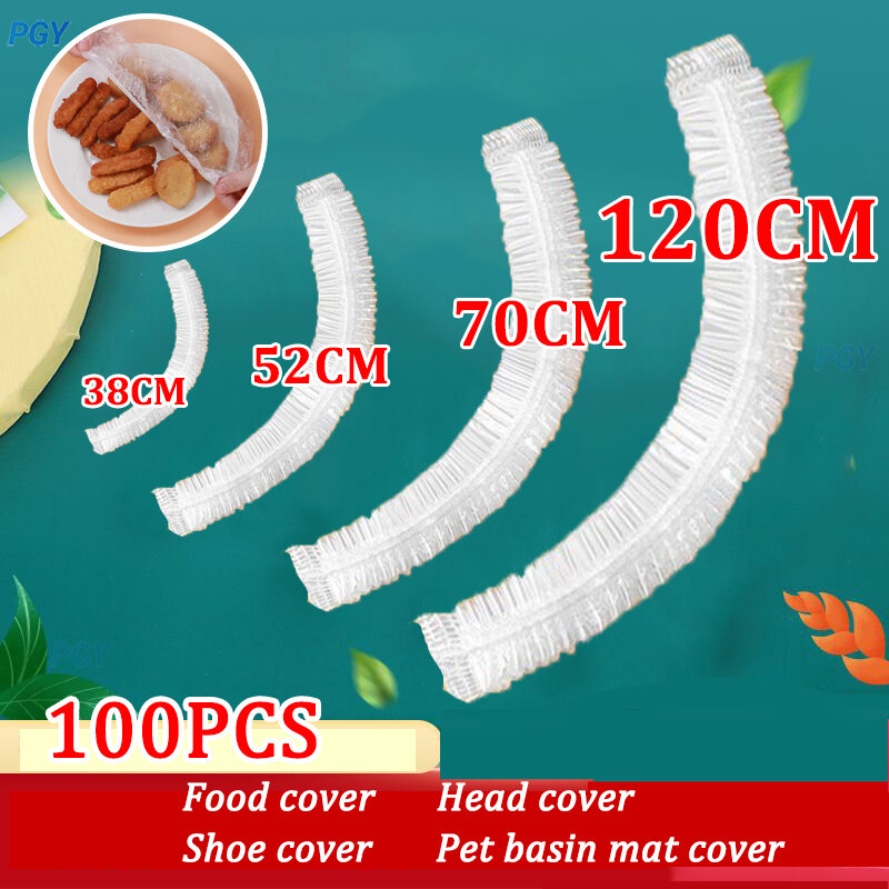 Disposable Food Cover 120/70/52/38CM Saver Dust Food Grade Fresh Lids Elastic Plastic Wrap Shoe Cover Shower Headgear Bowls Caps