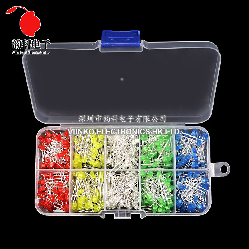 Diodos emissores de luz LED, Electronics Kit Box, sortidas Kit, branco, verde, vermelho, azul, amarelo, laranja, 3mm, 5mm, F3, F5