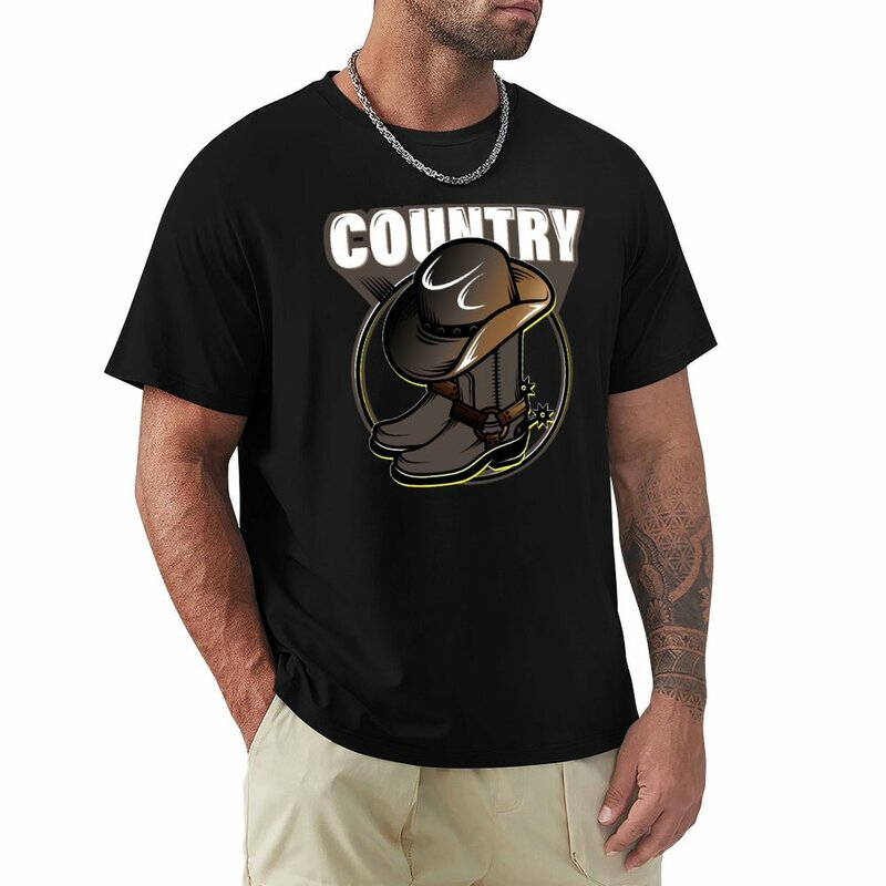 Country Dance Stiefel T-Shirt Neuauflage Sommer Tops T-Shirts erhabene Herren bekleidung