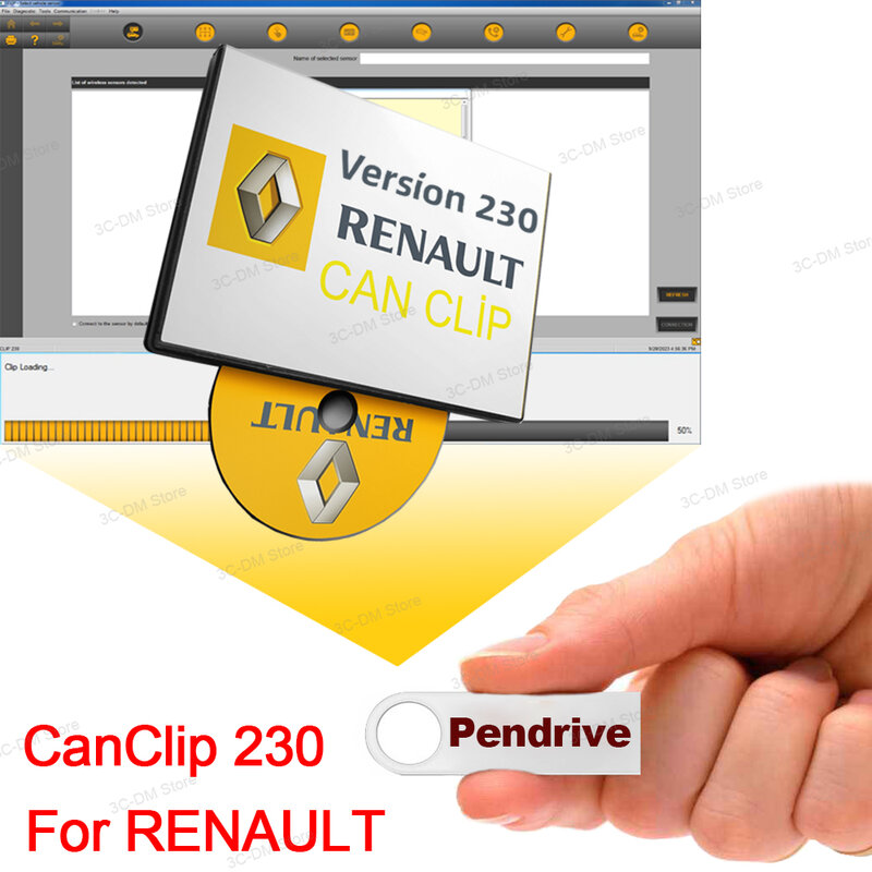 ล่าสุดสามารถคลิป V230สำหรับ Renault OBD2ซอฟต์แวร์วินิจฉัย canclip V212 reprog V191 pinextractor V2อัปเดตข้อมูลเป็น2023ชิปเต็ม