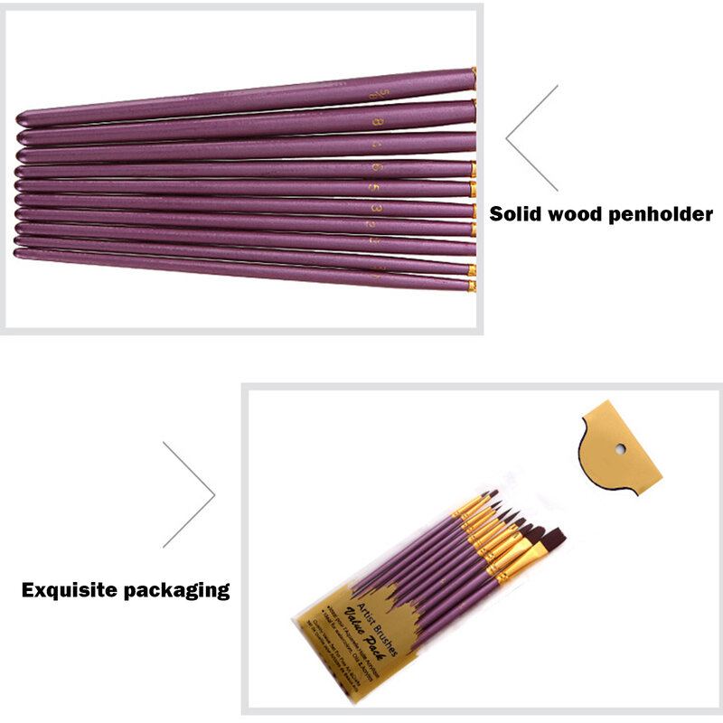 10 sztuk nylonowe włosy wielofunkcyjny hak długopis gwasz akwarela szczotka do olejowania zestaw 3 kolory stały Pigment