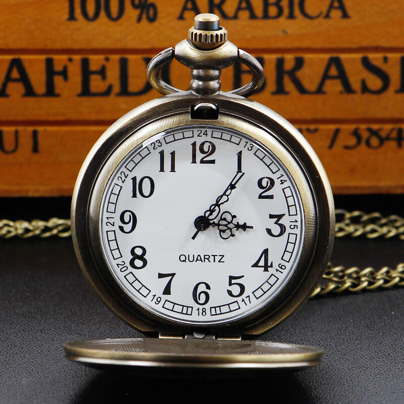 Relojes de bolsillo de cuarzo Vintage clásico Popular Steampunk bronce antiguo reloj de bolsillo FOB collar con cadena regalos para hombres mujeres