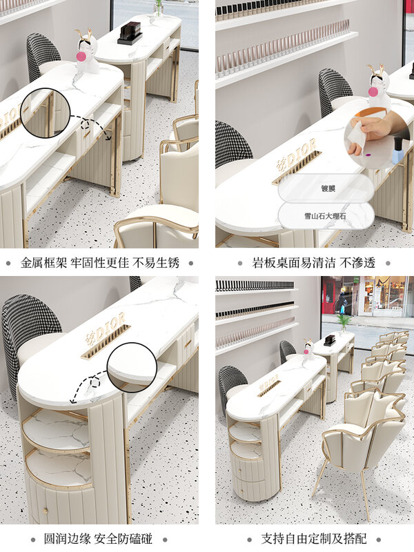Стол и стул для дизайна ногтей с пылесосом, набор для салона красоты, одиночный двойной маникюр
