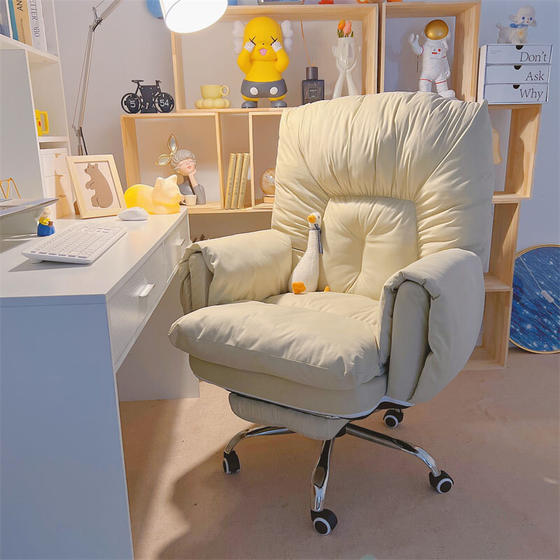 Nordic Fabric Office Chairs Home Lazy Computer Chair Comfortable Sedentary Sofa Chair Bedroom Reclining Chair Office Furniture