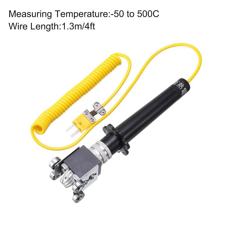 Termokopel permukaan rol tipe K-50 °C ~ 500 °C, Sensor suhu kontak genggam untuk permukaan bergerak atau berputar