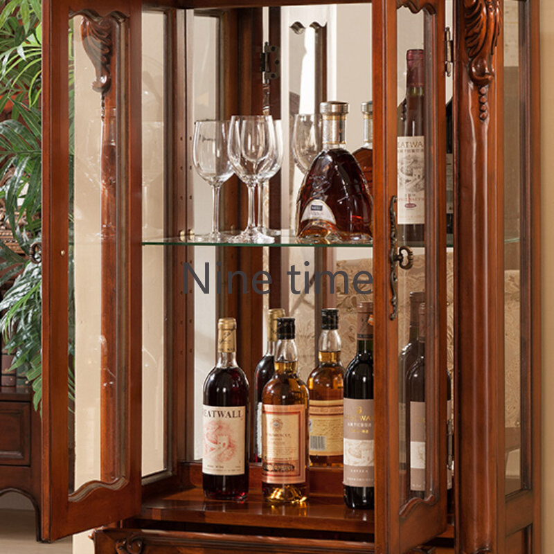 Industrial Display Holder Cellar Bar Armário, Canto pequeno Wine Cabinet, Whisky Retail Armário, Vitre Stockage Vin Home Furniture