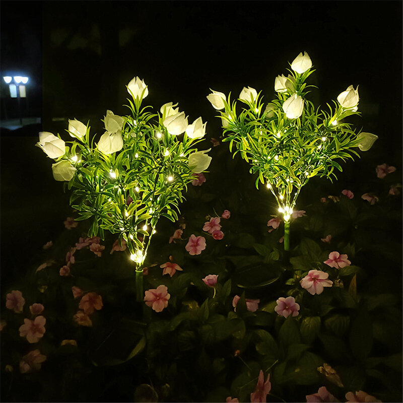 1pc Solar Garden Light 42LED Artificial Tree Flower Gardenia Outdoor Waterproof Landscape Pathway Backyard Lawn Solar Lamp