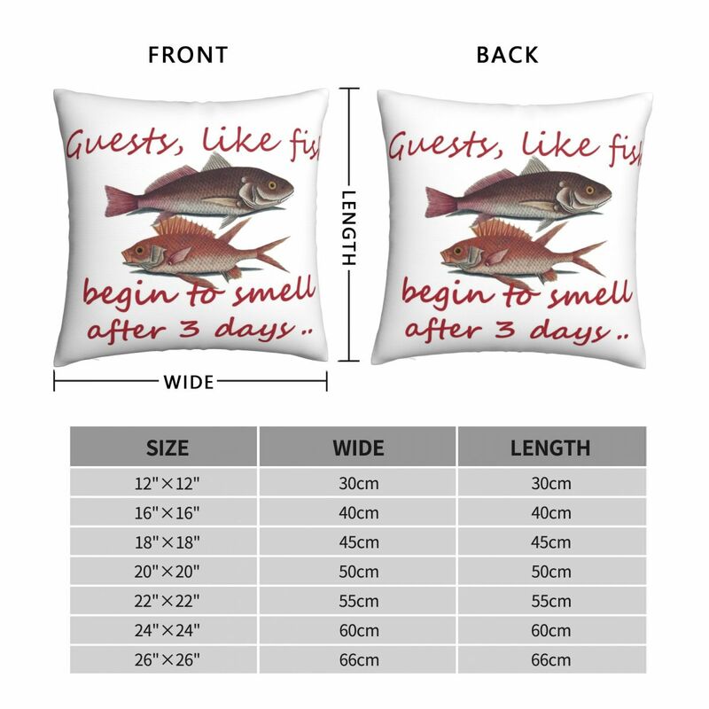 Guests Are Like Fish Square Pillowcase Polyester Linen Velvet Creative Zip Decorative Pillow Case Room Cushion Case 18"