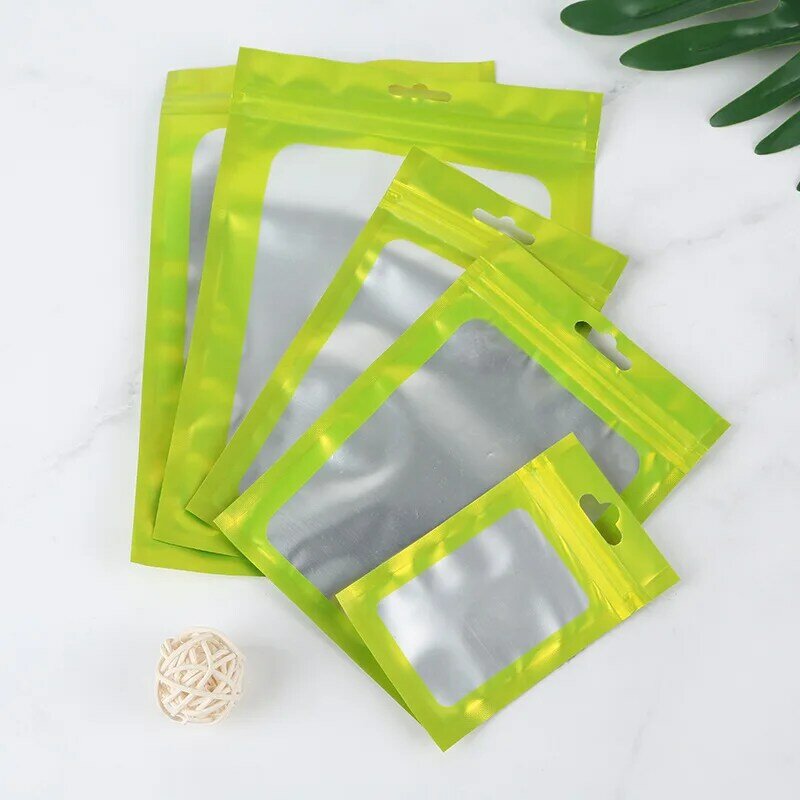 Bolsa de plástico mate con cremallera para comida, bolsa holográfica de papel de aluminio, pequeña, impermeable, resellable, 10 piezas