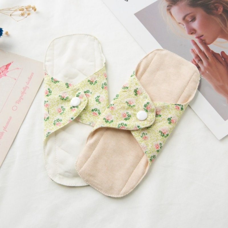 Almofadas menstruais de pano de algodão reutilizável para mulheres, almofada sanitária lavável, forros macios de calcinha, higiene feminina, 20cm, 2 peças por lote