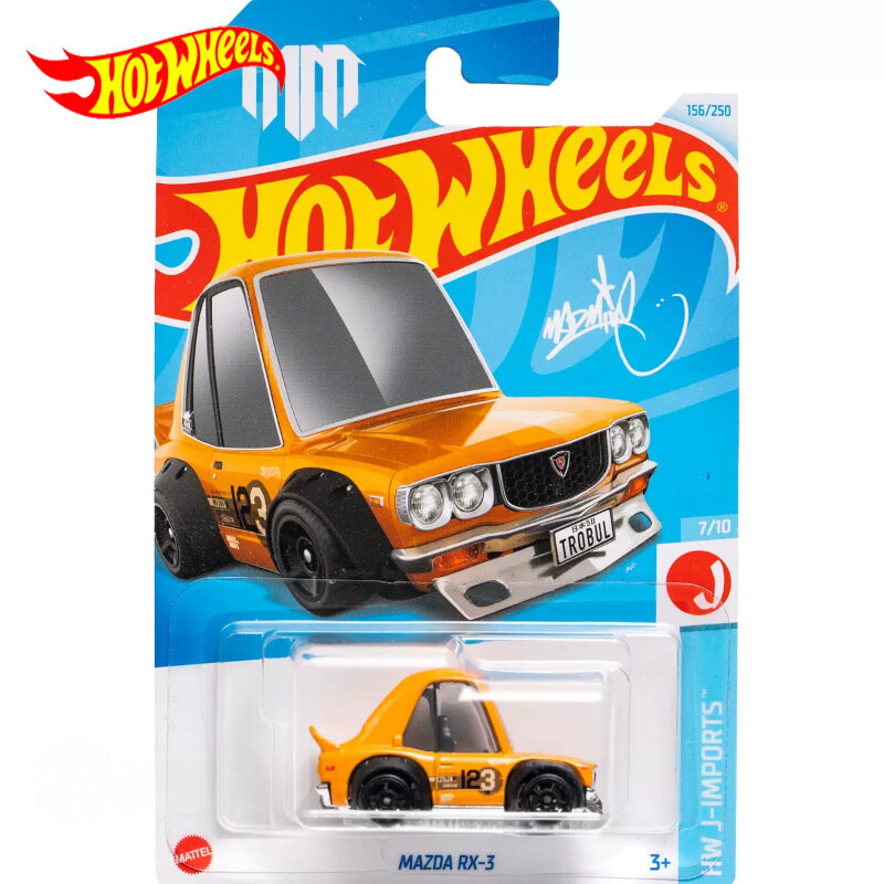 2024H oryginalne zabawki do RX-3 Hot Wheels samochodu Mazda dla chłopców 1/64 odlew Mini topowy kolekcja modeli prezent urodzinowy