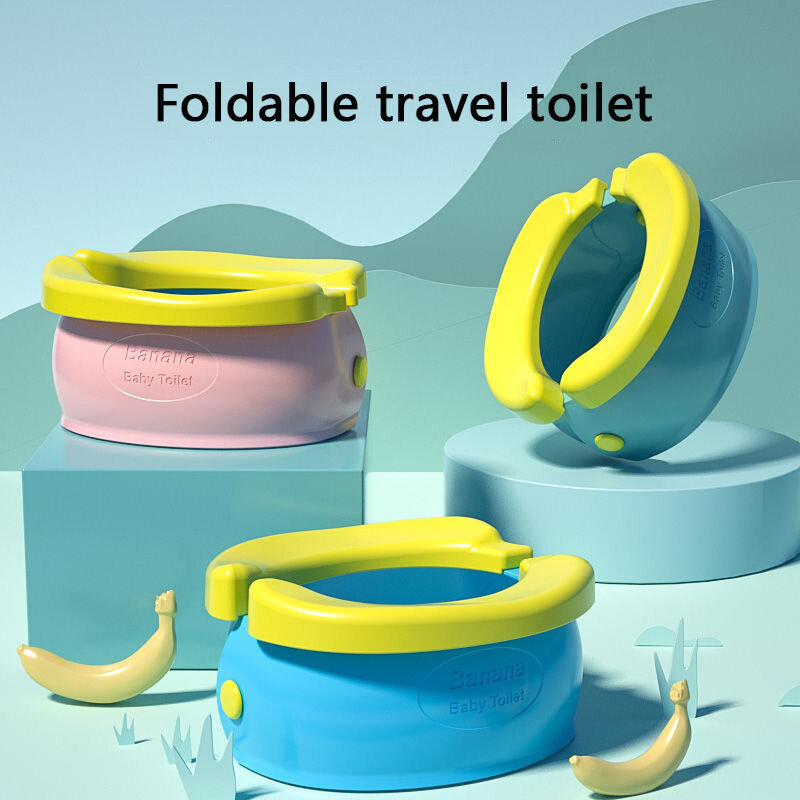 Toilet bayi perjalanan portabel lipat, kursi latihan Toilet anak-anak mudah dibersihkan kursi Toilet hadiah ulang tahun anak laki-laki dan perempuan
