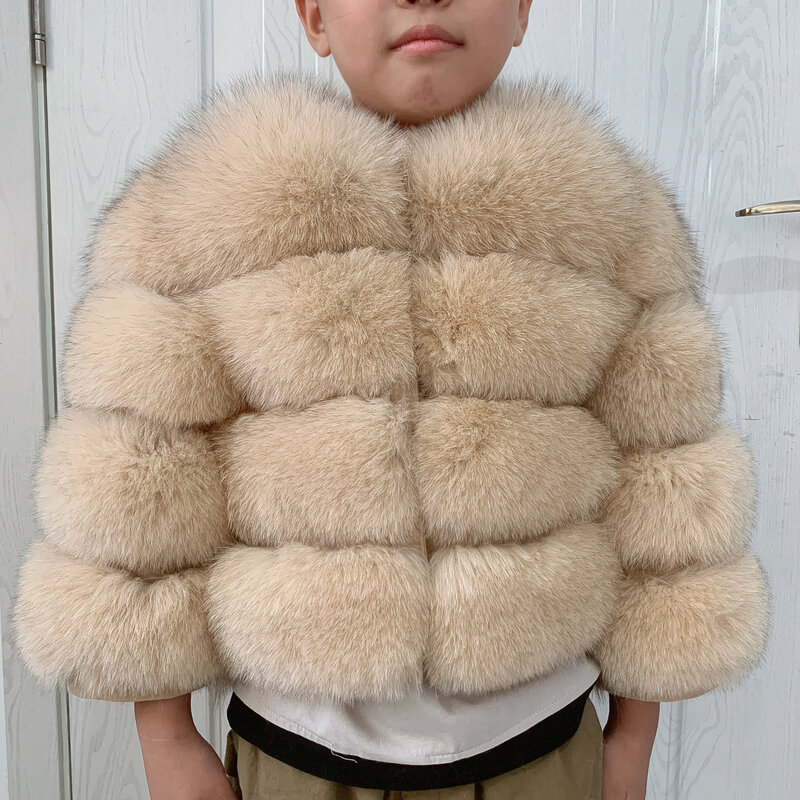Children's fur jacket real fox fur childs fur jacket suitable for girls and boys aged 4-6 years old Kids fur jacket universal
