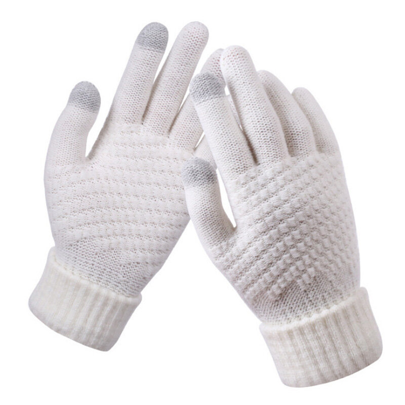 Modne kaszmirowe damskie męskie zimowe kaszmirowe ochrona przed zimnem dwuwarstwowe pogrubiające ciepły ekran dotykowy dzianinowe wełniane rękawiczki 2023