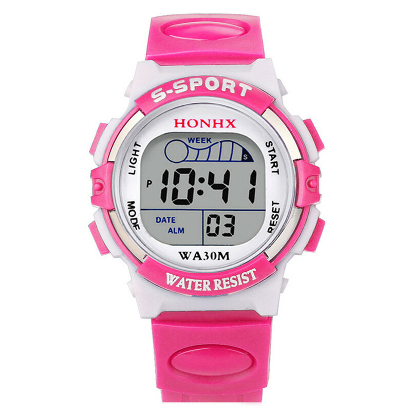 Водонепроницаемые цифровые светодиодные спортивные часы для мальчиков, часы с будильником и датой, подарок для детей