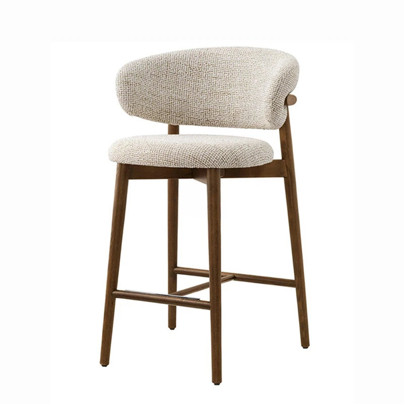 Modern Wood Bar Chairs Nordic Bar Furniture Home Kitchen High Bar Stool Light Luxury Design Fabric Chair Living Room Back Chair