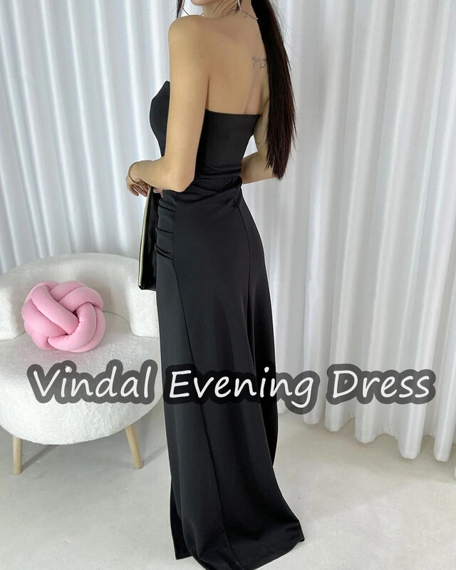 Vindal Sweetheart Neckline Evening Dress Crepe Mermaid Floor Length Elegant Built-in Bra Saudi Arabia  Sleeveless For Woman 2024