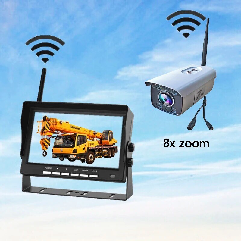 Kran-Funk überwachungs kamera, Turm zoom, 7-Zoll-Videoaufzeichnung auf dem Bildschirm, Rückfahr kamera schwarz box12v24v