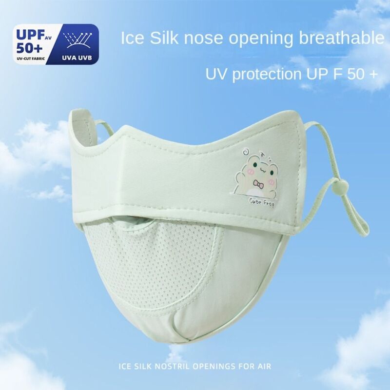 Máscara de seda de gelo infantil, Padrão Cartoon, Anti-UV Respirável, Máscara Traceless, Anti Pólen, Protetor Solar, Moda