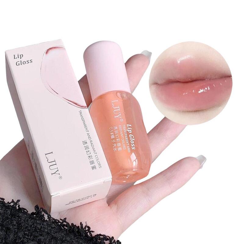 Crystal Jelly Lip Oil Hydrating Plumping Lips Coat for Lipstick Lipgloss Tint Clear Lip Plumper Serum Transparent Fruit Lip A9W0