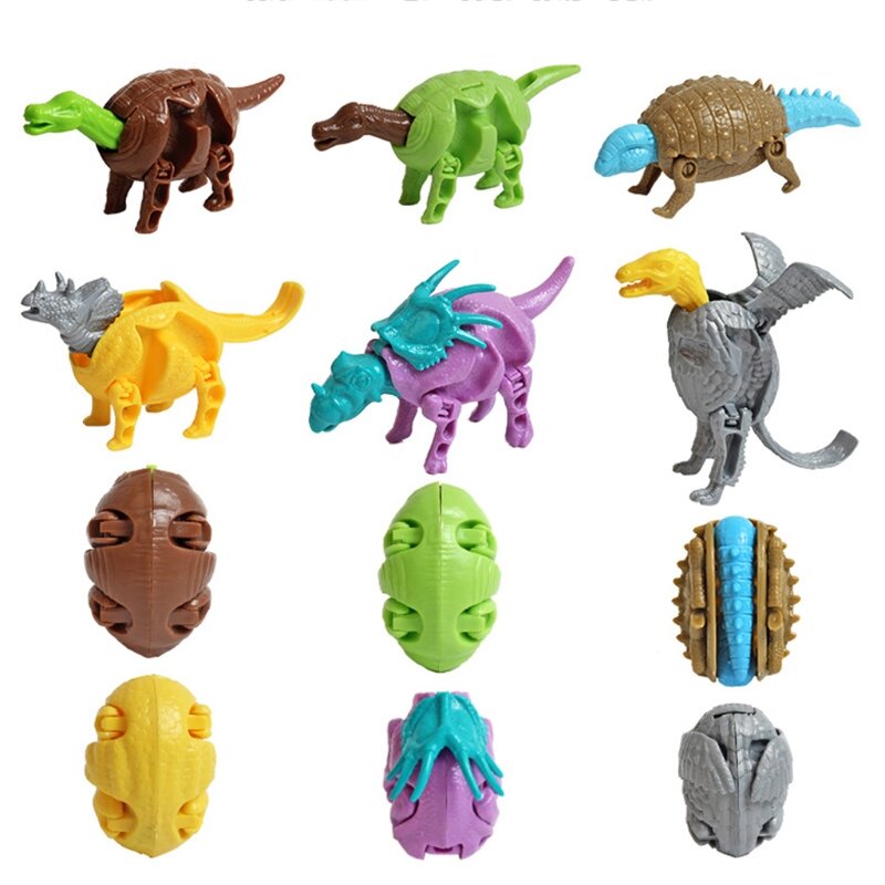 Mainan Telur Dinosaurus Pengisi Keranjang Paskah Pengisi Hadiah Pesta Figur Dino Dekorasi Desktop Mainan Deformasi Puzzle