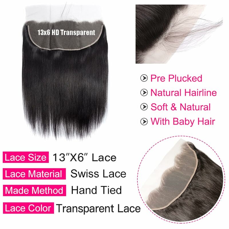 Ulrica Straight Hair Lace Frontals 13x6 Lace Closure Pre Plucked Natural Color HD 13x6 Frontal Human Hair Closure For Women