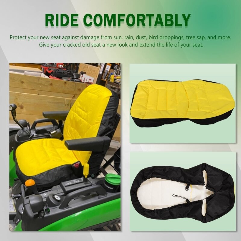 Funda asiento acolchada para Tractor ajustable, impermeable, cómoda, resistente desgaste, M76E