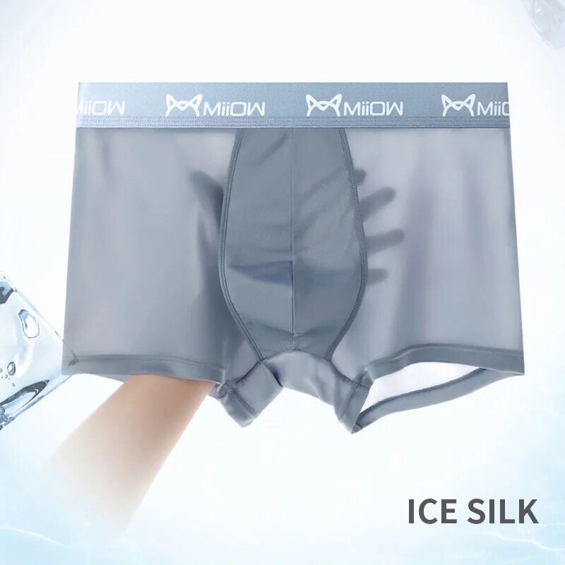 MiiOW-bóxer de algodón transpirable para hombre, ropa interior Sexy de 4 piezas, con entrepierna, de tela ligera, bañadores
