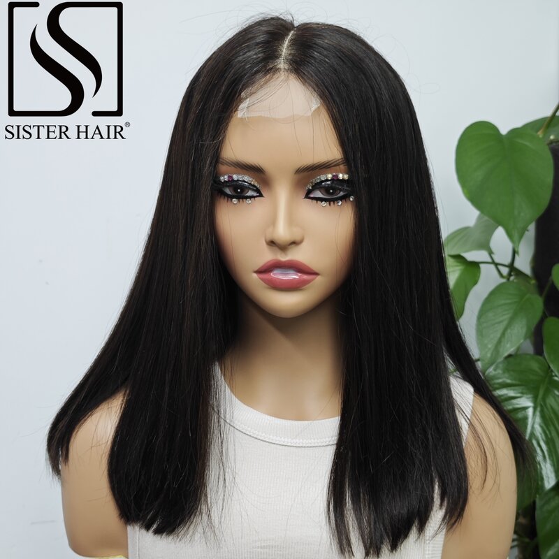Natural Color Short Straight 200% Density Human Hair Bob Wigs Virgin Hair Transparent 2x6 Lace Wigs Brazilian Remy Hair Wigs