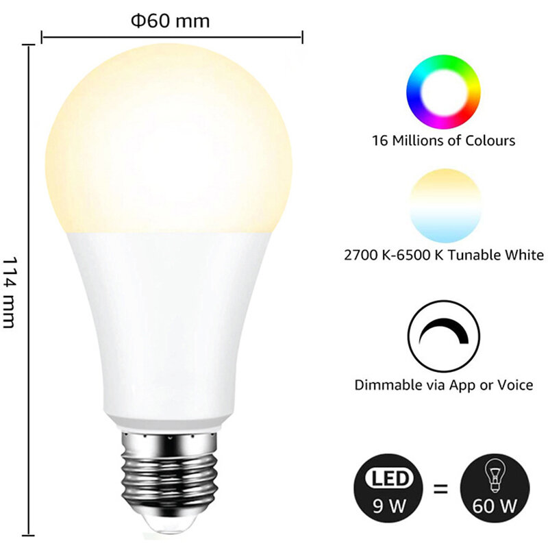 Lonsonho Zigbee 3.0 Smart Led Light Bulb RGBCW E27 E26 B22 E14 E12 GU10 Lamp Lights Tuya Smartlife Smartthings Alexa Google Home