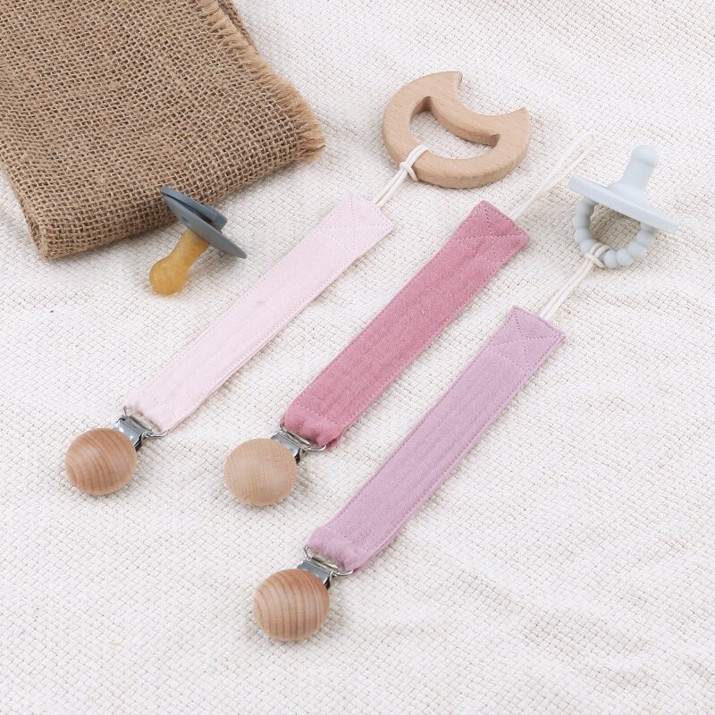 Baby Cotton Pacifier Chain Beech  Pacifier Clip Infant Teething Toy Holder Dropshipping