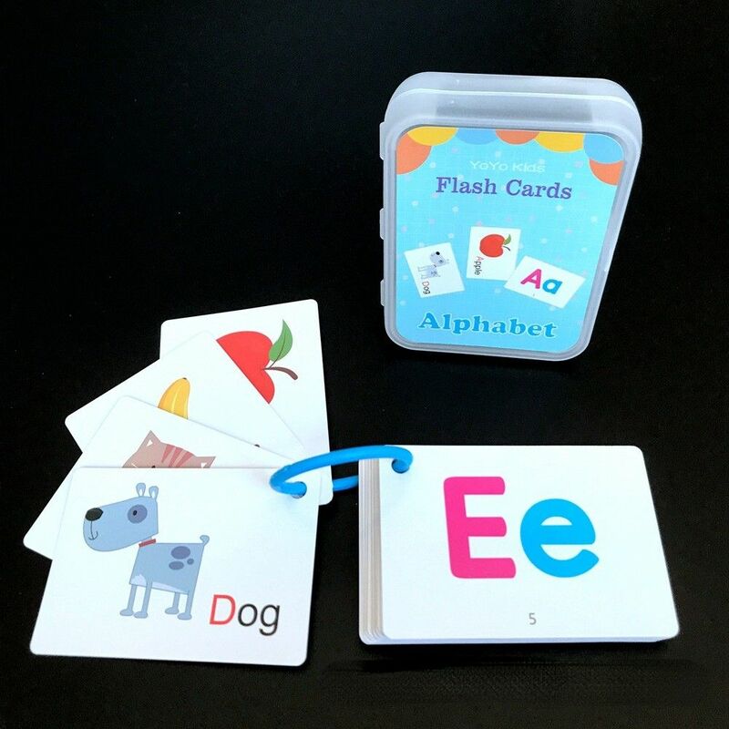 Tarjetas de aprendizaje del alfabeto para niños, comida para niños, aprendizaje temprano en inglés, tarjetas Flash, juguete educativo, entrenamiento de memoria