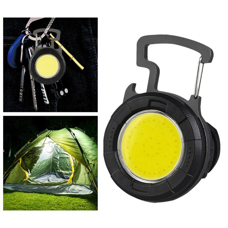 Pequenas lanternas recarregáveis COB, chaveiro, camping lâmpada, ímã base chaveiro