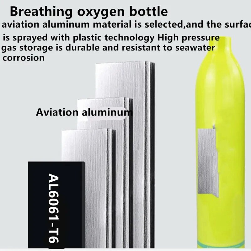 Qdwets-tanque de oxigênio mergulho subaquático, respirador portátil, equipamento de mergulho com corda perdida, 0.5l
