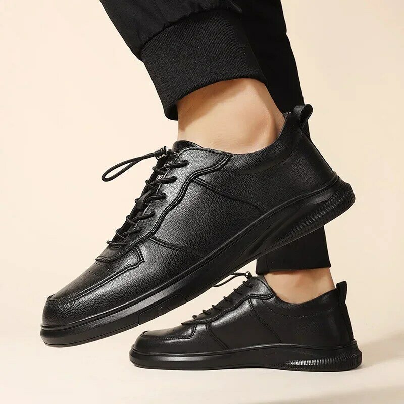 Zapatos informales de cuero para Hombre, zapatillas suaves de alta calidad, transpirables, con cordones, para conducir, talla grande