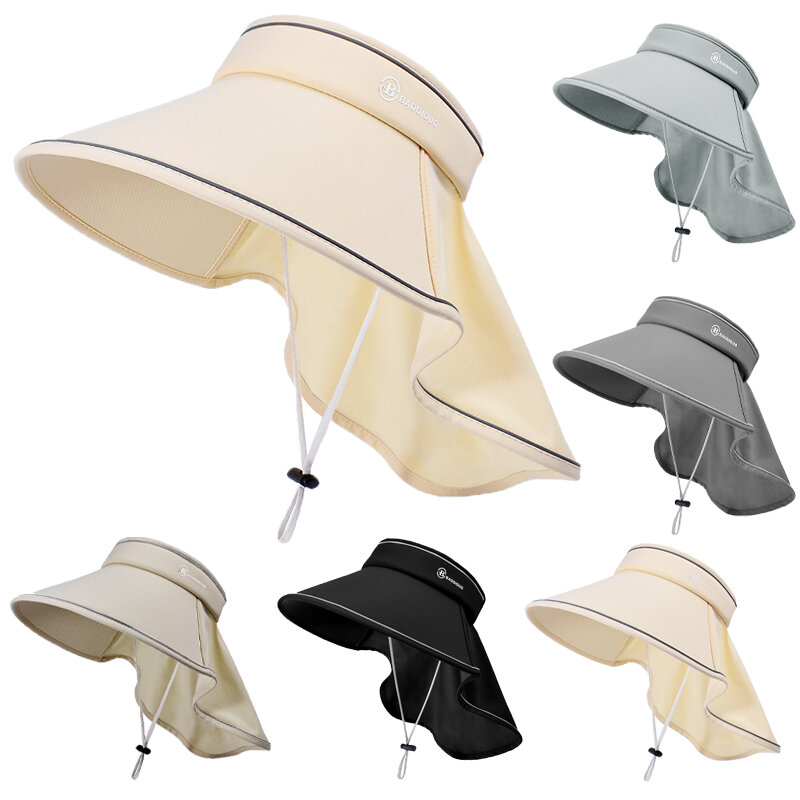 Cappello a cilindro vuoto con scialle a tesa larga cappello estivo con protezione solare fresca all'aperto cappello da spiaggia anti-uv Unisex copricapo moda Versatile coreano