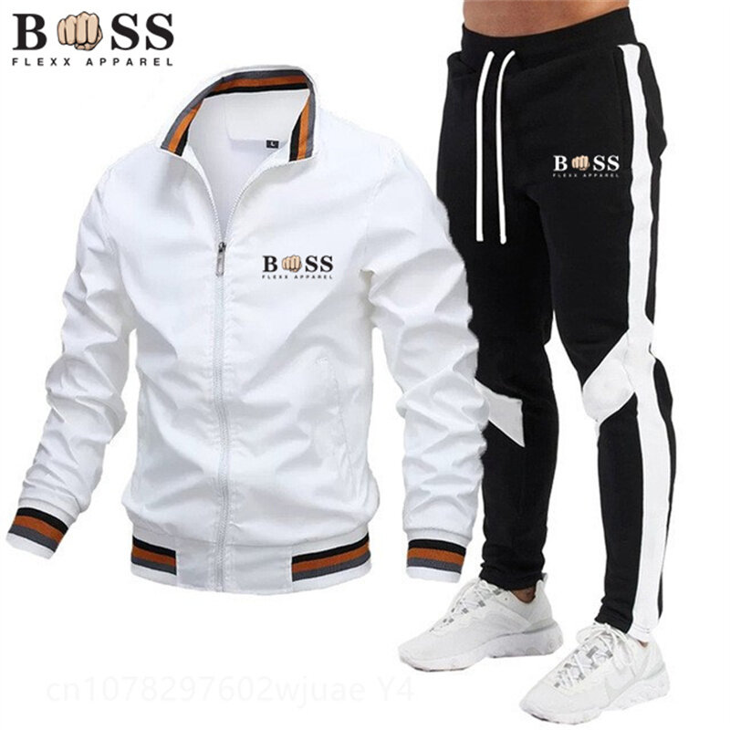 Men's Winter Sports Suit Slim Fit Brand Sportswear Cardigan Long Sleeve High Quality Running 2 Piece Set Jacket+Sweatpants