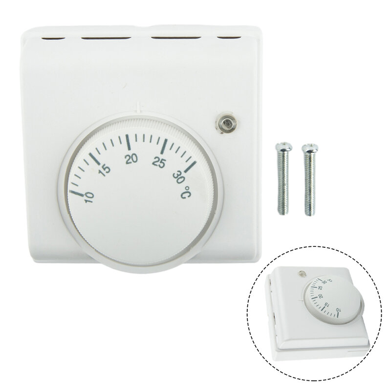 Przełącznik temperatury termostat L83 X H83 X T31mm termostat pokojowy mechaniczny biały 220V AC Brand New