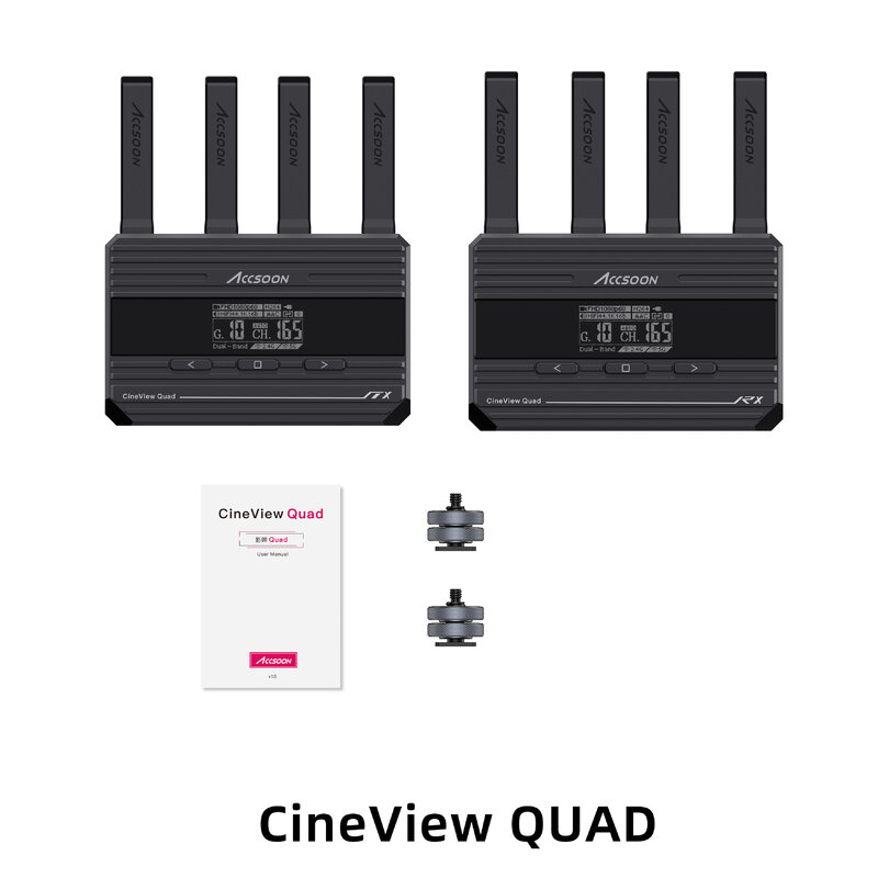 Sistema de transmisión de vídeo inalámbrico SDI HDMI 0,06 S Accsoon CineView Quad, de vanguardia, para cine sin fisuras, 150M