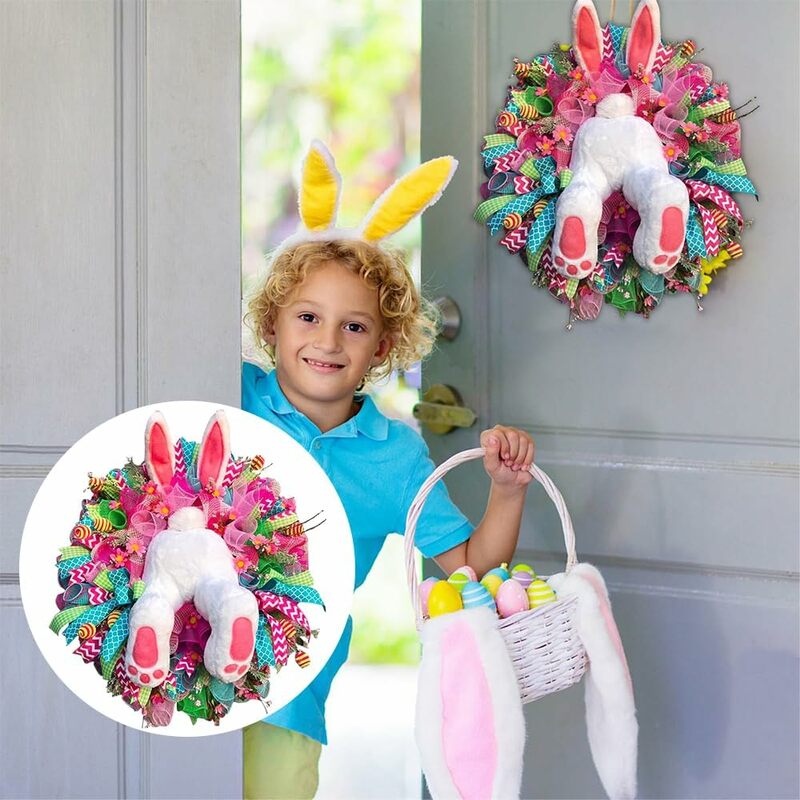 Páscoa colorido coelho guirlanda para a Páscoa, coelho porta oranments, decorações de parede, grinalda ovos, casa festa decorações, 2024