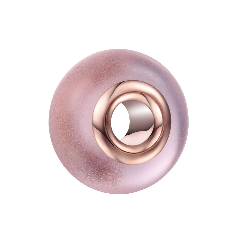Perline di vetro di Murano rosa opaco perline in argento Sterling per creazione di gioielli adatto al braccialetto europeo originale regalo fai da te festa della mamma
