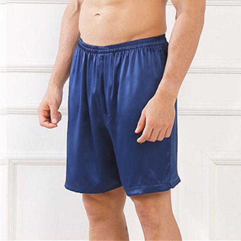 Wysokiej jakości jedwab Premium satynowa piżama szorty dla mężczyzn, spodnie piżamy do domu, imitacja jedwabiu, kolory