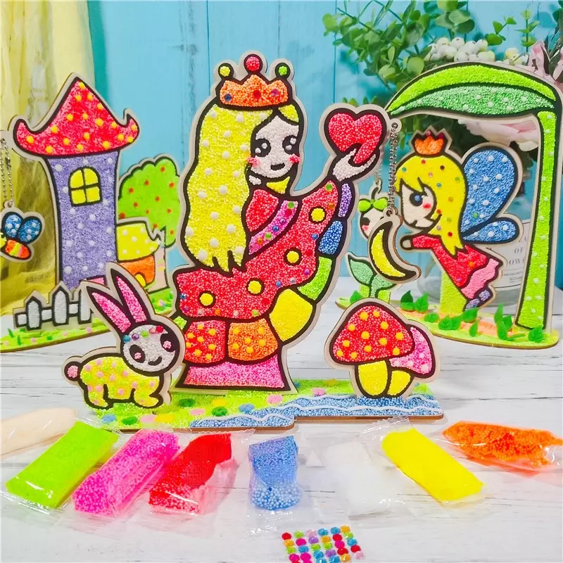 3d Hout Sneeuwvlok Klei Schilderij Kinderen Diy Creatieve Kleurrijke Modder Painting Speelgoed Board Art Painting Tool Kind Educatief Speelgoed